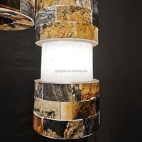 Lámpara de Pie Moderna de Alta Gama con Columna de Piedra Hexagonal, Tamaño Personalizado, para Decoración de Esquinas de Hoteles, Salones, Oficinas y Showrooms