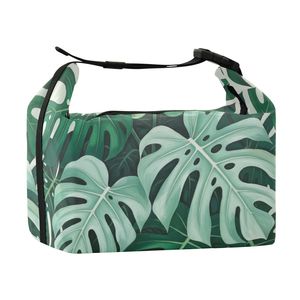 Deep Green Monstera Tropical Print Custom Insulated Lunch Bag, Cooler Bag for Picnic BBQ Food Takeout Delivery - Product Image 2