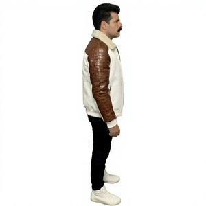 Blouson aviateur en cuir véritable gaufré pour homme, design avant personnalisé, respirant, coupe-vent, hiver, OEM sur mesure - Product Image 5