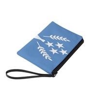 Dompet Koin Mini Modis Kanvas Cetak Bendera Kosrae Dompet Ritsleting Portabel dengan Warna Campuran untuk Kartu Koin Barang Kecil