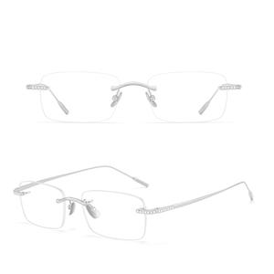 Monture de lunettes Fakeme Celen sans monture, carrée, en titane, légère, unisexe, avec verres en résine, design hexagonal - Product Image 2