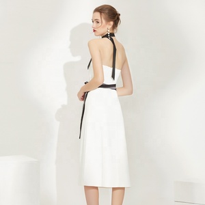 De moda de cóctel damas vestido blanco cumpleaños fiesta hendidura Maxi vestido - Product Image 4