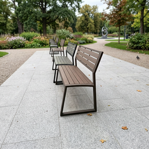 Modern US Style Outdoor Metal Frame Eco-Friendly Durable <b>3</b>-Seater Patio Bench Water Resistant School Hospital Park Villa Gym - Product Image 3