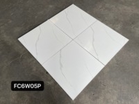 Carreaux de sol de salle de bain en marbre blanc 600x600mm, porcelaine vitrifiée émaillée polie, antidérapants, pour villa, 1er choix, modernes
