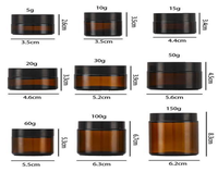 Bocaux en verre ambré vides avec couvercles noirs 5ml 10ml 30ml 50ml 100ml 250ml 500ml Vente en gros