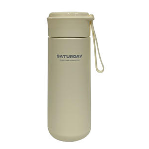 Nouvelle tasse isotherme minimaliste multicolore en acier inoxydable écologique avec poignée portable et infuseur à thé intégré pour le camping - Product Image 1
