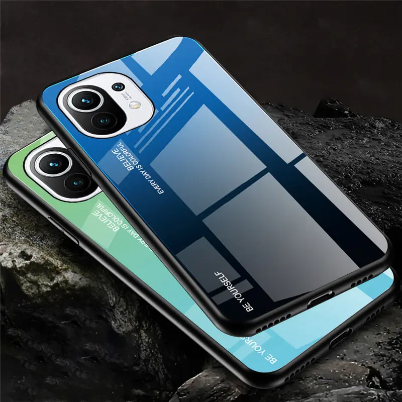 For Xiaomi 11 Case Gradient Protective Tempered Glass Cover For Xiaomi mi11 Mi 11 Ultra 11 Lite Pro Case Luxury Back Cover Shell