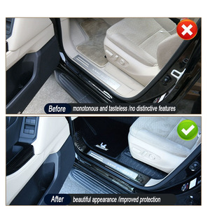 Yifeng - <span class=keywords><strong>Seuil</strong></span> de <span class=keywords><strong>porte</strong></span> en acier inoxydable de haute qualité pour Land Cruiser LC300 2022-2025 - Noir/Argent brossé/Flocon de neige - Intérieur - Product Image 5