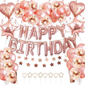 Ensemble de décorations de fête d'anniversaire <span class=keywords><strong>Rose</strong></span> or <span class=keywords><strong>Rose</strong></span> paillettes joyeux anniversaire bannière papier de soie Pom cercle <span class=keywords><strong>guirlande</strong></span> de points - Product Image 1