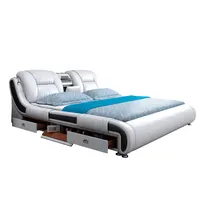 Praktische Multifunctionele Bespaar Ruimte Lederen Bed Hot Selling Tatami Opslag Bed Multifunctionele Bed Met Muziek Doos