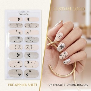 Bandes de gel semi-durcies pour ongles, motif patte de chat mignon, paillettes roses, 30 bandes, qualité salon, lampe LED requise, imperméables, non toxiques - Product Image 2