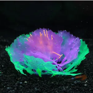 Yapay sucul bitkiler-balık tankı dekor akvaryum dekorasyon süs parlayan etkisi silikon-sucul çiçek No17