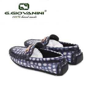 Mocassins en cuir véritable pour hommes à motif croco, semelle en caoutchouc, boucle métallique, chaussures de conduite à enfiler OEM pour affaires et usage quotidien - Product Image 5
