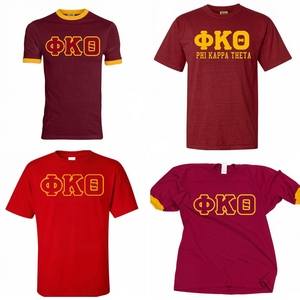 T-Shirt Personalizzabile Morbida per Uso Quotidiano con Logo a Lettere Greche Phi Kappa Theta, Abbigliamento Sportivo Casual - Product Image 1