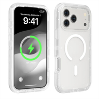 Coque de protection magnétique 3-en-1 avec chargeur intégré pour iPhone 17 Pro Max, Air 16, 15, 14, 13, 12 Plus – Pare-chocs anti-chute amélioré