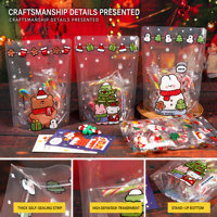 Sachets Doypack en plastique auto-scellants à motif de dessin animé pour bonbons de Noël, biscuits et coffrets cadeaux, déstockage