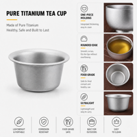 Cangkir Teh Titanium untuk Berkemah, Cangkir Teh Dinding Ganda Ultralight Portabel untuk Hiking, Piknik, dan Backpacking