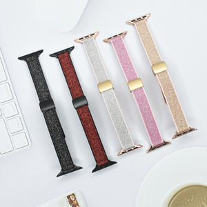 Compatible avec Apple Watch Ultra 9876543210 SE Bracelet magnétique composite en silicone doré sable avec paillettes - Product Image 1