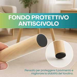 Tavolino da Caffè Rotondo in Legno Bianco 38x38x39 Cm Design Moderno Tavolo Basso con 3 Gambe in Legno Naturale - Product Image 5