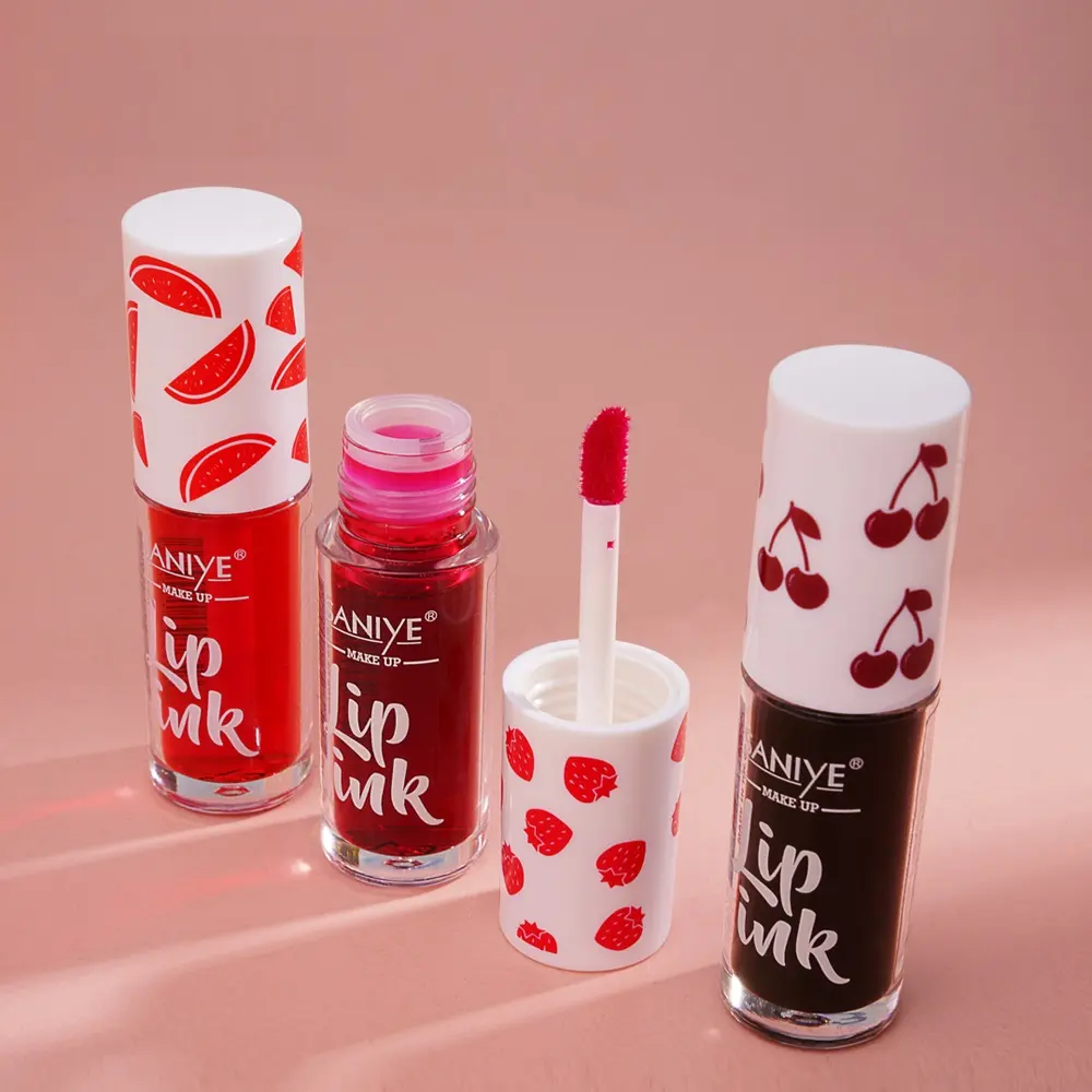 Fruit Flavor Red Lip Tint Oil Private Label Straeberry Cute Nude Lip Gloss New Glitter Pink Flash Lipstick Custom Logo