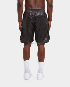 Shorts décontractés pour hommes en nylon satiné brillant à séchage rapide avec taille élastique, empiècements en maille et poches latérales, shorts de course en toile pour hommes 2026 - Product Image 3