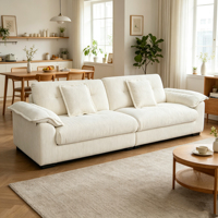 Ensemble de canapés modernes ajustables et durables en tissu chenille carré, avec coussins rembourrés en éponge et pieds en métal, pour salons de villas