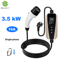 Nouvelle borne de recharge pour véhicules électriques 3,5 kW 16 A IP65 étanche, Plug & Play, WiFi, stations de recharge portables, câble de 5 m pour usage domestique