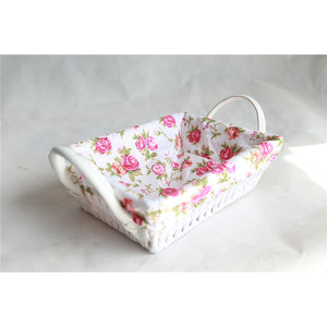 Panier de rangement en tissu floral, panier rectangulaire en coton tissé pour fruits et articles divers - Product Image 4