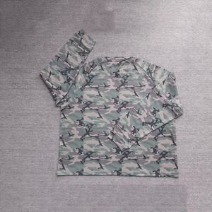 Custom Waffle Knit Langarmshirt Volledig Bedrukt Grafisch Katoen Oversized Camouflage Thermisch Langarm T-shirts Ronde Hals Heren - Product Image 1