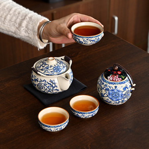 Juego de Té de Cerámica Portátil Lotus Vine, Caja de Regalo Empresarial Completa, Regalo Premium para Reuniones Anuales - Product Image 3