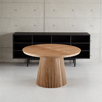 Table à manger télescopique multifonctionnelle, table ronde en bois extensible jusqu'à 2 mètres pour 10 personnes