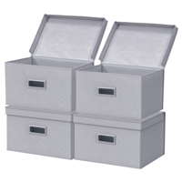 Boîte de rangement pliable avec couvercle, bac en tissu pliable avec poignée intégrée, organisateur pour le rangement à domicile