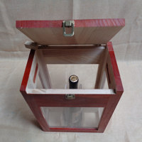 Boîte à vin en bois créative, emballage cadeau avec fenêtre transparente et poignée 6 bouteilles, caisse personnalisée en bois, grande boîte