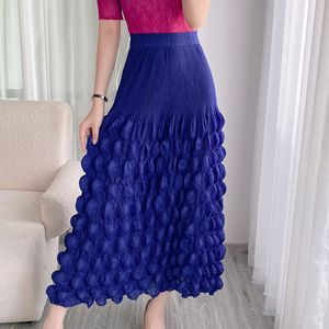 PY New Arrival Fashion Elegant Miyake Pleated Skirt Women 3D Bubble Pleated High Waist Flared Maxi Skirt Wholesale Bulk Clothing - Product Image 6