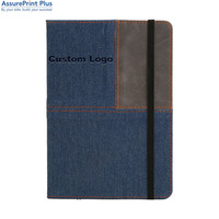 Cuaderno Reciclable de Tapa Dura de Mezclilla Negra Resistente al Desgaste, con Bolsillo Frontal con Cierre, Logotipo Personalizado, Papelería OEM al por Mayor