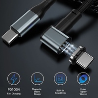 Kabel Data Magnetik Multifungsi Pengisian Cepat 100W Adaptor Magnetik Tipe-C Konverter Sudut Kanan Kompatibilitas Transfer Data