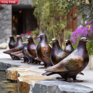 YOUFINE Statue <span class=keywords><strong>de</strong></span> <span class=keywords><strong>Colombe</strong></span> <span class=keywords><strong>de</strong></span> <span class=keywords><strong>la</strong></span> Paix en Bronze Poli, Sculpture <span class=keywords><strong>d</strong></span>'Oiseau Pigeon aux Ailes Étendues, Art Moderne <span class=keywords><strong>d</strong></span>'Extérieur pour Jardin Commémoratif - Product Image 4