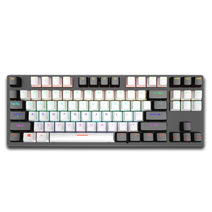 Teclado Mecánico para Juegos LEAVEN <span class=keywords><strong>K550</strong></span> de 87 Teclas con Eje Azul, Nuevo Diseño con Teclas Intercambiables en Caliente, Negro y Blanco - Product Image 1