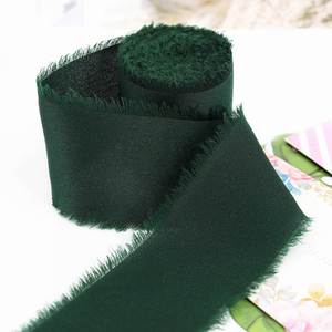 Ruban en mousseline de soie à bords effilochés de 4 cm x 5 yards, style bohème, pour bouquets de mariage et emballage cadeau (vente en gros) - Product Image 4