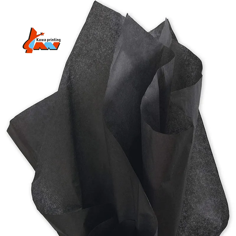 Papel de seda negro teñido para regalo, envoltura de ropa, 50x70cm, 18g/m²