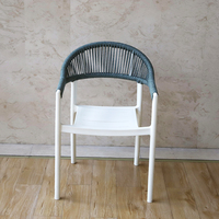 Chaise de bistrot pour balcon avec siège en corde tressée, pour petit appartement, cour, café, véranda, fauteuil d'extérieur empilable