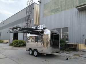 Nouvelle remorque de nourriture en acier inoxydable rétro construit en usine cuisine mobile Boba boutique camion de nourriture présentoir de comptoir en verre - Product Image 3