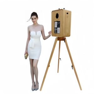 <span class=keywords><strong>Machine</strong></span> photomaton vintage en bois de chêne rouge, photomaton rétro en bois pour mariages et événements, compatible avec les appareils <span class=keywords><strong>photo</strong></span> - Product Image 6