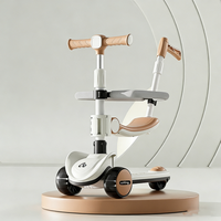 Trottinette pour enfants avec barrière de sécurité, poignée de poussée, lumières et musique, trottinette pliable à 3 roues, hauteur réglable de 1 à 8 ans, trottinettes pour enfants