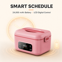 Boîte à lunch électrique sans fil rechargeable, chauffe-plat sans fil alimenté par batterie USB pour voiture, auto-chauffante pour cyclistes et pédaliers de tourisme