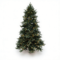 Arbre de Noël en PE pré-éclairé de 7 pieds, LED blanc chaud, silhouette dense et pleine, aiguilles réalistes, taille personnalisée, fourniture directe usine OEM