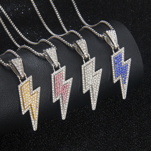 Collier Pendentif Zircon Éclatant Style Hip Hop en Acier Inoxydable avec Chaîne Micropavée Effet Diamant pour Hommes et Femmes - Product Image 1