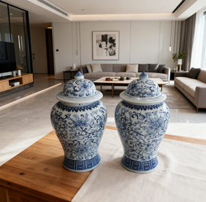 Pot à gingembre en céramique chinoise <span class=keywords><strong>traditionnel</strong></span> bleu et blanc, au motif floral intemporel qui ne se démode jamais - Product Image 2