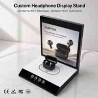 Support d'affichage personnalisé pour écouteurs Bluetooth avec panneau rétroéclairé LED, commandes tactiles, présentoir en acrylique pour écouteurs sans fil
