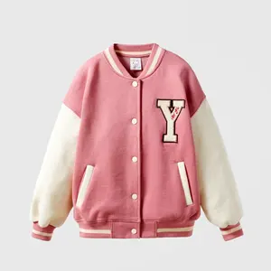 Hot Sale OEM Custom Winter Kids Varsity Jacket Chain Patch Baseball Coat For Girls